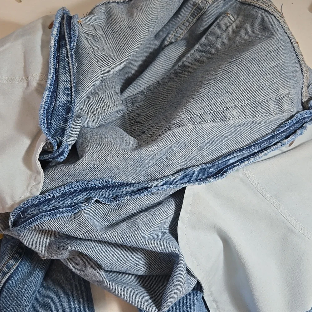 Levi's 550 Relaxed Blue Denim Painted Yellow Banana Design Tapered Leg Jeans - Picture 15 of 15